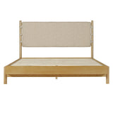 Premium Rubber Wood Platform Bed Frame, Queen Size with Headboard