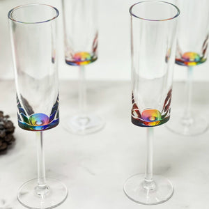 Halo - Oval Unbreakable Plastic Champagne Flutes Acrylic Wedding Glasses, 4Oz Capacity (Set of 4) - Clear