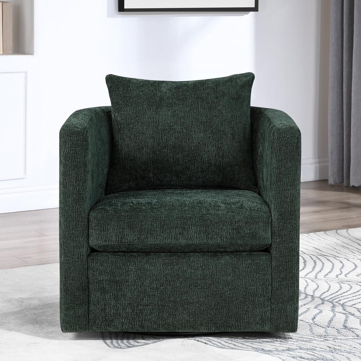 Sutton Light Grey Performance Fabric Swivel Barrel Chair
