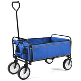 Folding Wagon Garden Shopping Beach Cart (Blue)