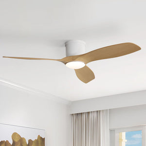 Flush Mount Ceiling Fan With Dimmable LED Light and Reversible DC Motor - Pearl Silver or Light Brown