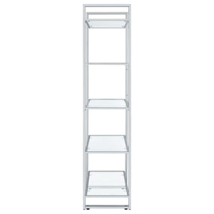 Hartford 79-inch 5-shelf Glass Bookshelf Chrome