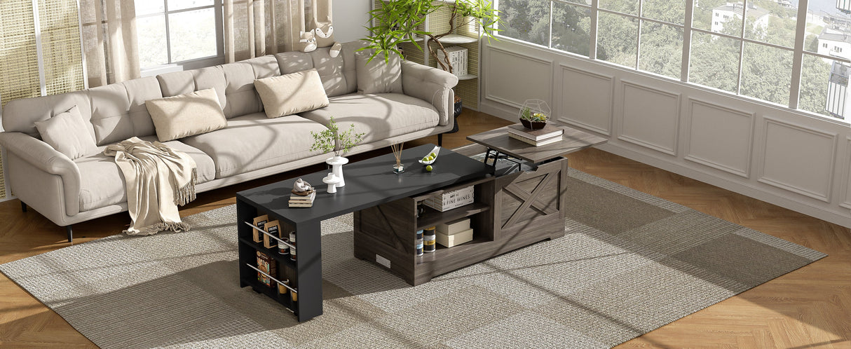 Farmhouse Lift Top Coffee Table With Barn Doors