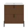 Fluted Bathroom Vanity With Ceramic Sink, Freestanding Design