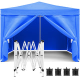 10'x10' folding canopy with 4 removable sidewalls outdoor event shelter upf 50+ gazebo portable tents for parties beach camping wedding ez pop up canopy 4pcs weight bag + carry bag