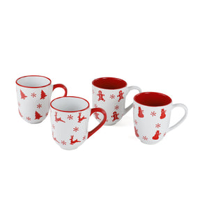 Winterfest 12oz Mugs Set of 4, Assorted Winter Designs