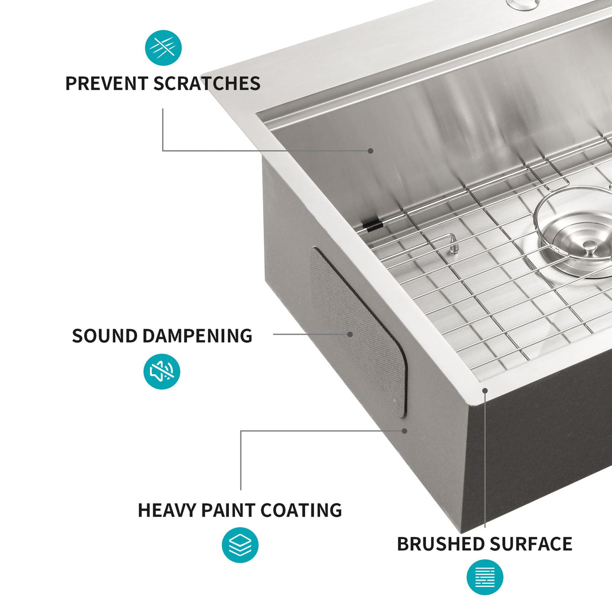 Drop In Kitchen Sink Stainless Steel 16 Gauge