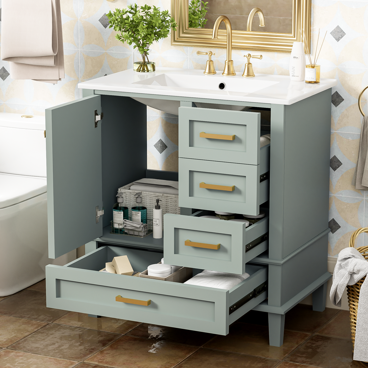 30" Bathroom Vanity with Sink Combo Set