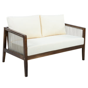 Outdoor 4-Piece Sofa Set, Acacia Wood Frame with Rope Detail
