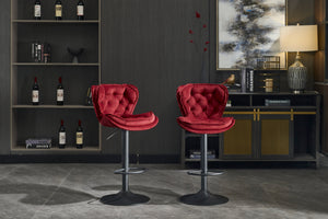 Set of 2 Bar Stools with Powder Footrest and Base