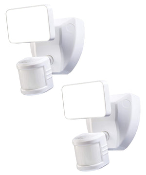 180 Degree LED Motion Sensor and Voice Activated Outdoor Security Flood Light White Finish, 6"H