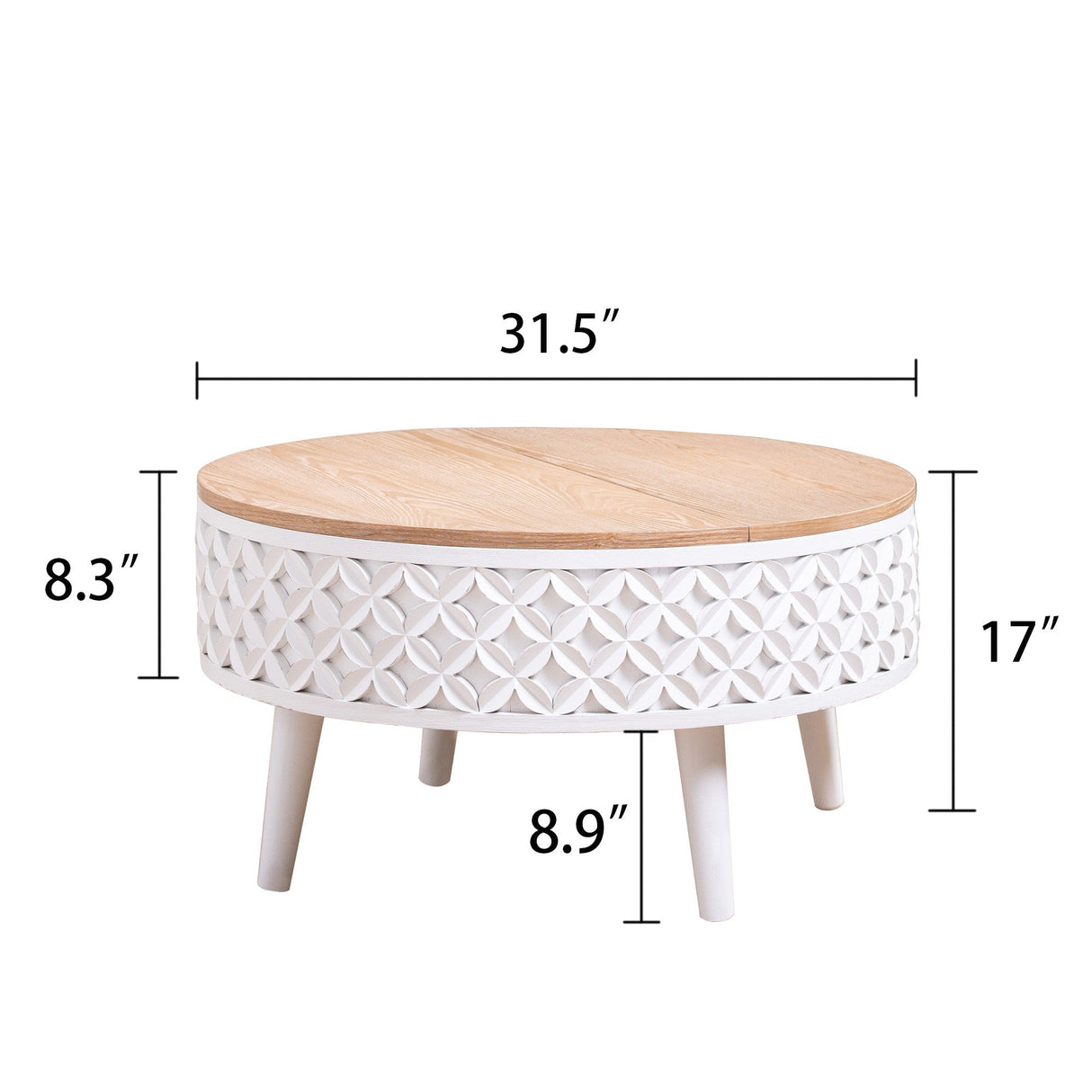 Round Coffee Table with Lift-Top Storage