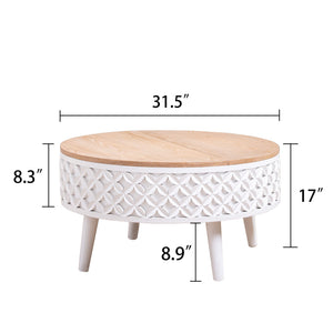 Round Coffee Table with Lift-Top Storage
