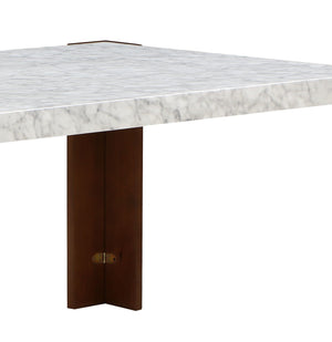 Hettie Dining Table With Engineered Stone Top - Brown