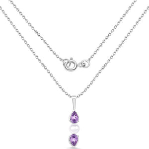1.34 Carat Genuine Amethyst and Pearl .925 Sterling Silver Pendant