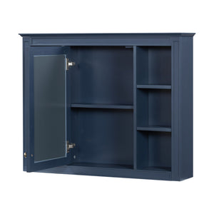 Bathroom Vanity With Mirror Cabinet, Single Sink With 2 Soft Closing Doors And 4 Drawers