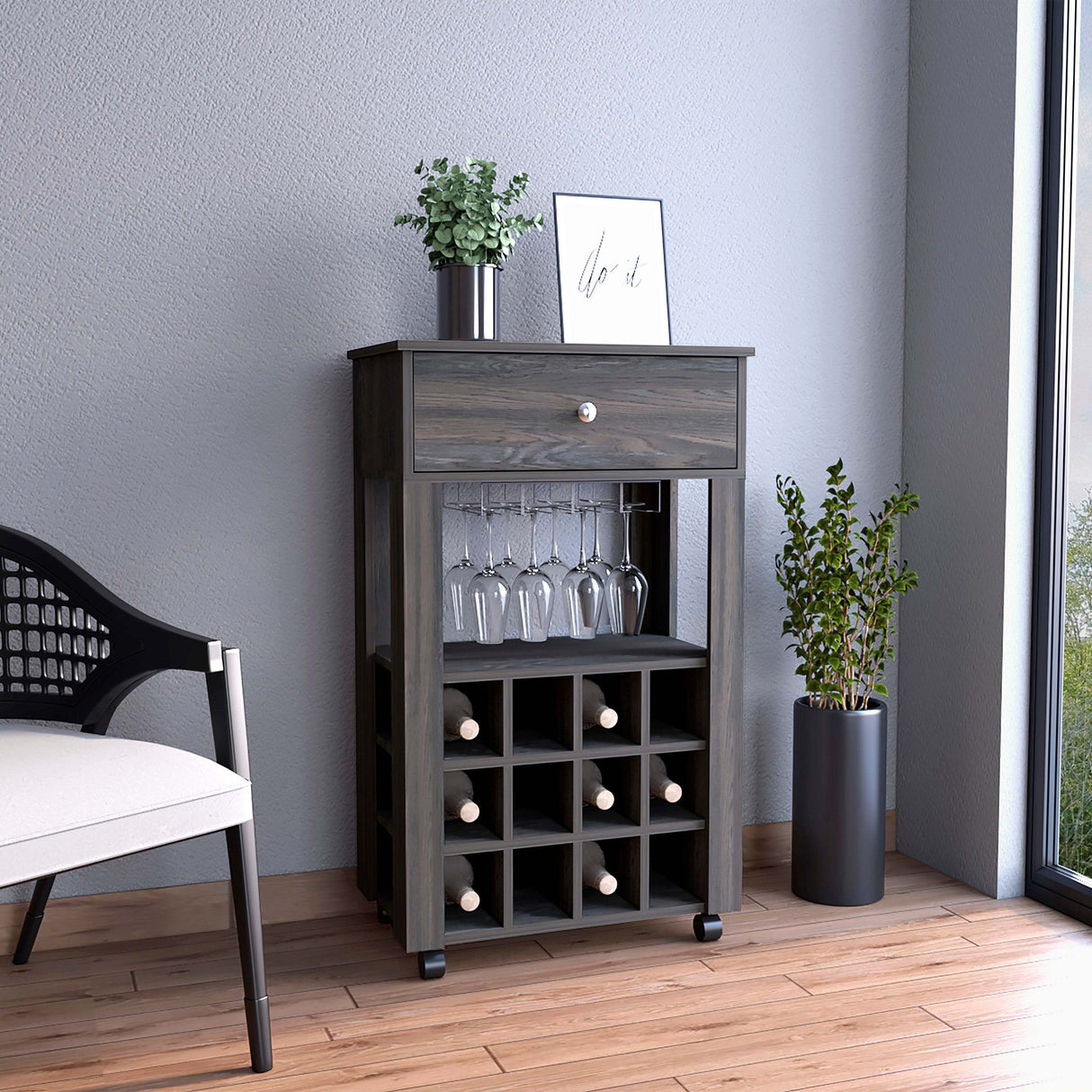 12-bottle wine rack cabinet, carbon espresso