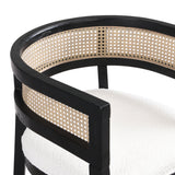 Barrel Dining Chair with Rattan Back, Set of 2