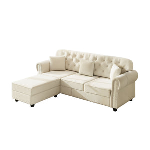 Upholstered Sofa Set With Nailhead Trim and Rolled Armrests, Includes Pillows