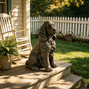 20" Bronze Finish Realistic Sitting Cocker Spaniel Dog Statue