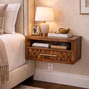 Solid Wood Cadiz Textured Bedside Table