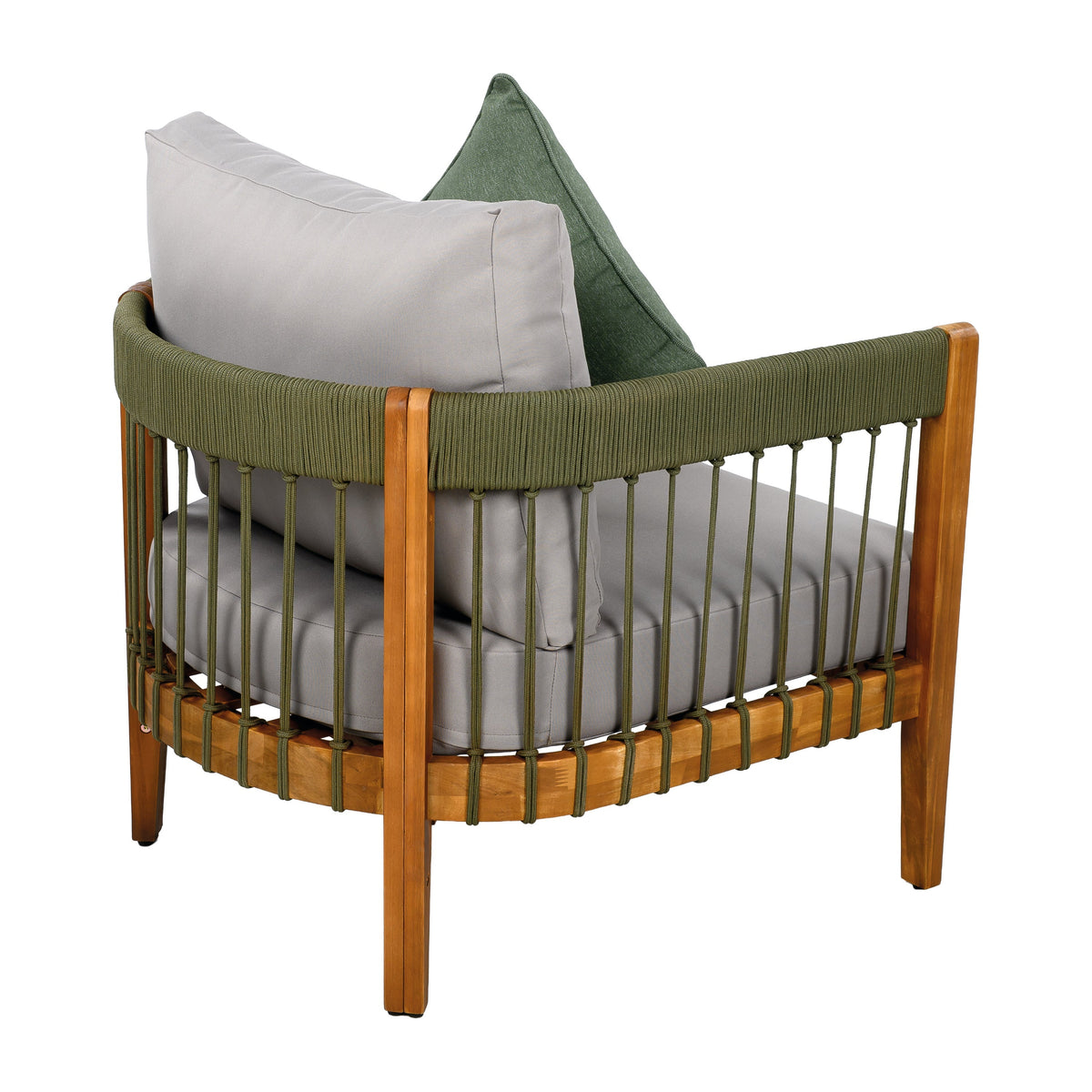 Acacia Wood Outdoor Club Chair with Handwoven Rope Accents - Natural