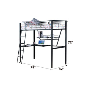 Senon - Twin Loft Bed With Desk - Black / Silver