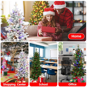 4FT Flocked Christmas Tree with Multicolour LED Lights - Multicolour