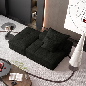 Modern Oversized Modular Sectional Sofa, Sparkling Fabric Soft Cushions With 2 Pillows