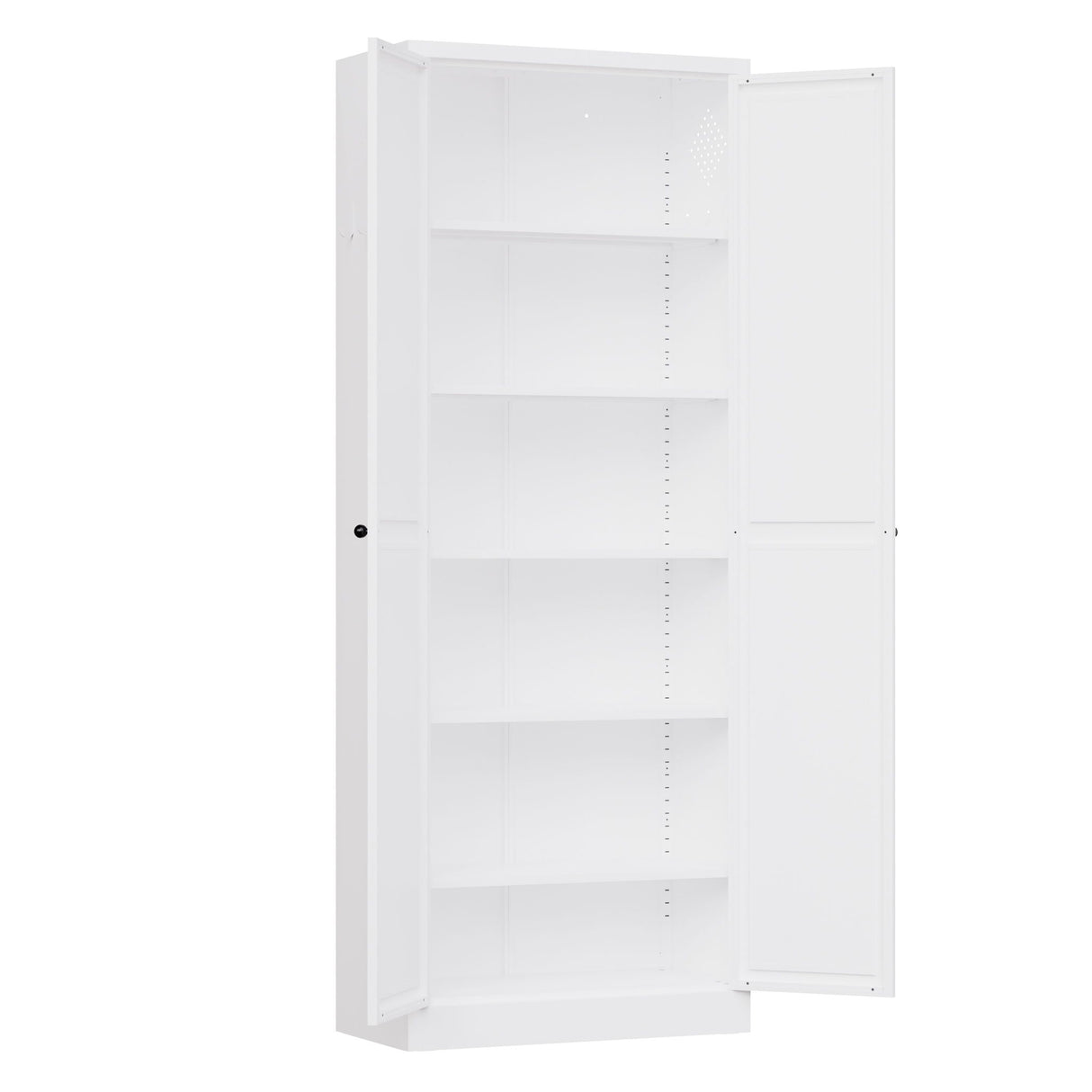 Kitchen Pantry Cabinet With Doors, Heavy-Duty Freestanding Storage Organizer With 5 Adjustable Shelves, Tool Free Assembly - White