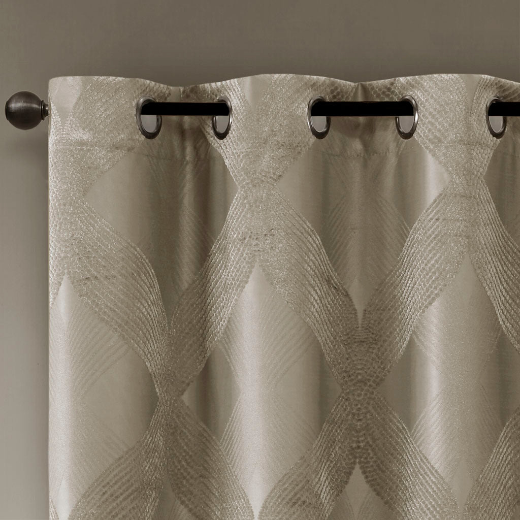 Ogee knitted jacquard total blackout curtain panel (only 1 pc panel)