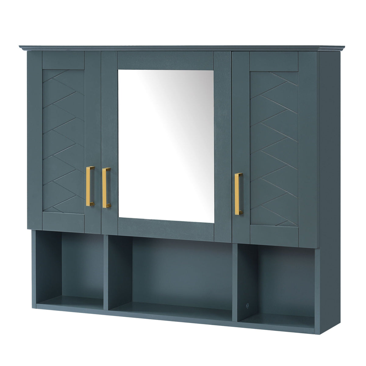 Modern Wall Mounted Medicine Cabinet with Adjustable Shelves and Soft Close Doors - Black, Blue, White