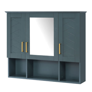 Modern Wall Mounted Medicine Cabinet with Adjustable Shelves and Soft Close Doors - Black, Blue, White