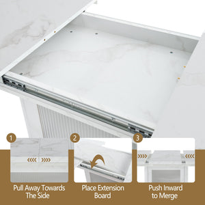 Modern Rectangle Dining Table With Stretchable Top, Storage Cabinet