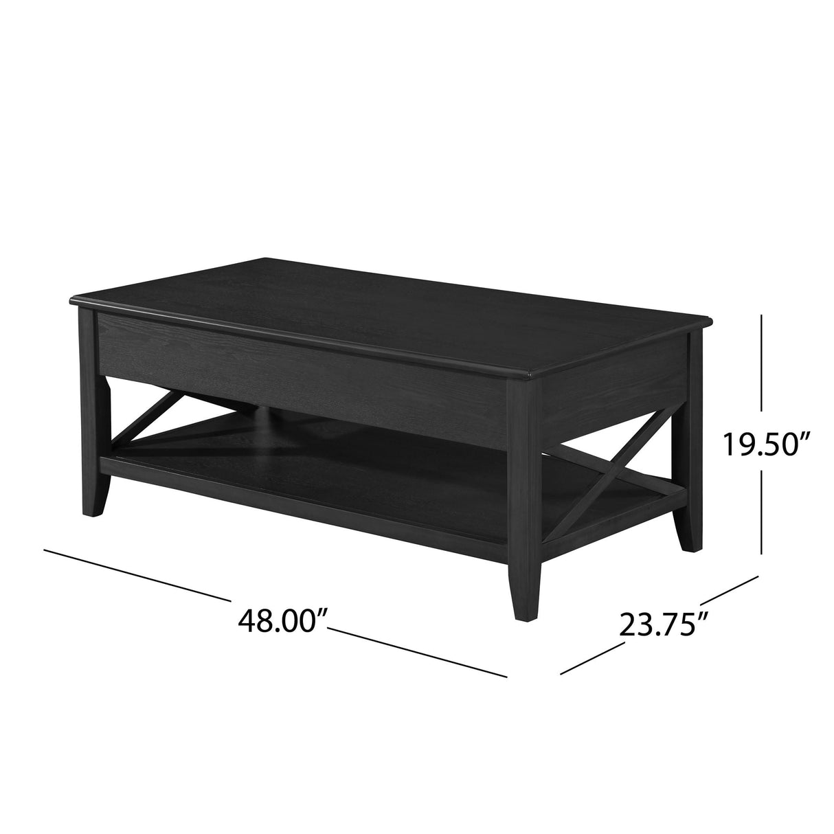 Decatur Farmhouse Lift Top Coffee Table with Storage - Black / Ash