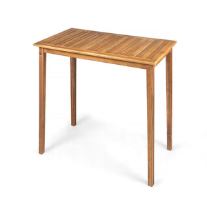Outdoor Minimalist Acacia Wood Rectangle Bar Table
