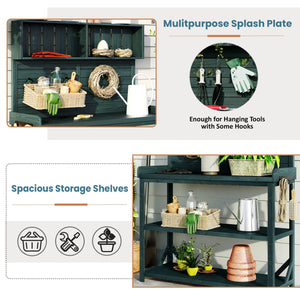 TOPMAX 65' Large Wooden Farmhouse Rustic Outdoor Potting Bench Table