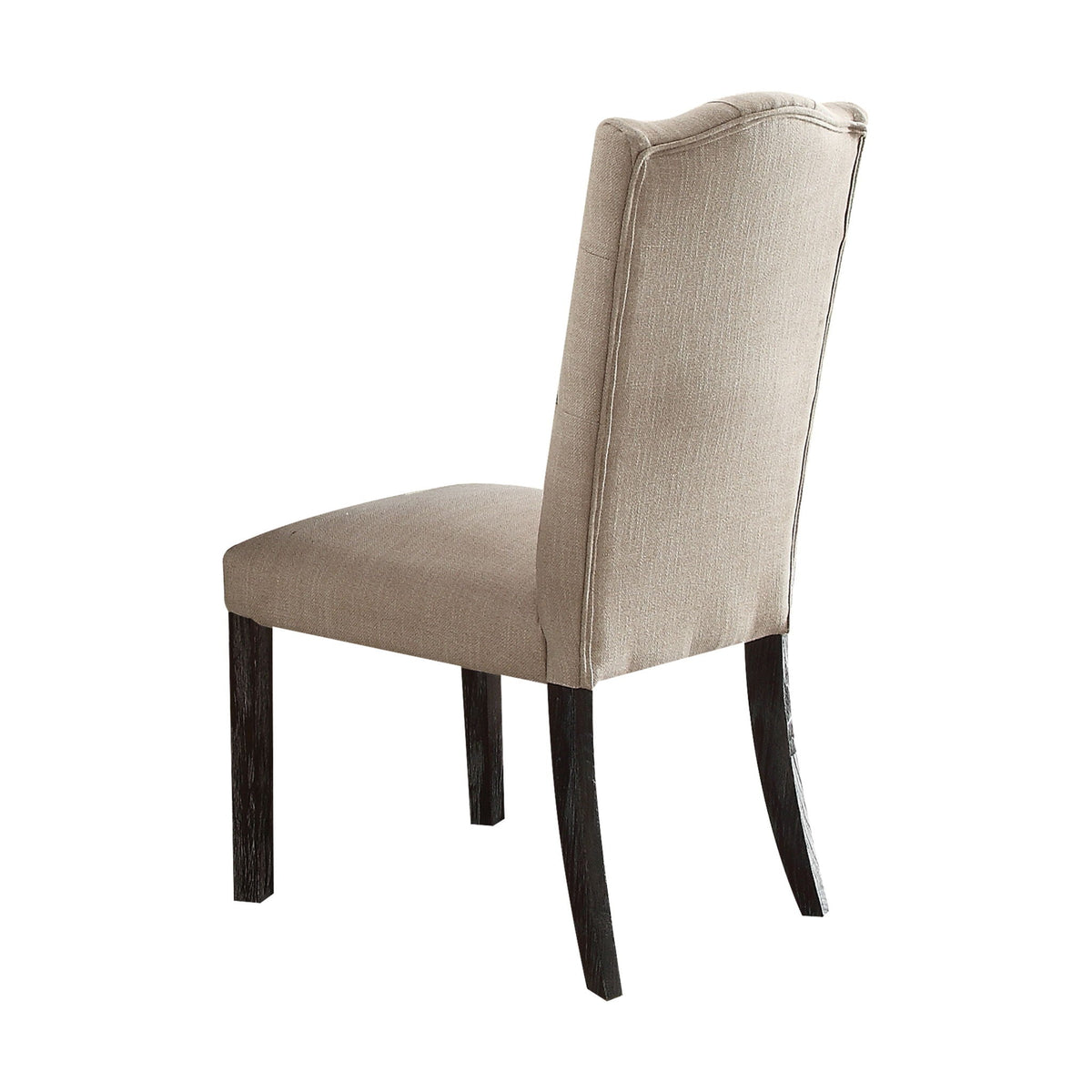 Linen Weathered Dining Chair Set of 2 with Padded Seat - Beige