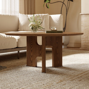 Rustic Ash Wood Veneer Coffee Table