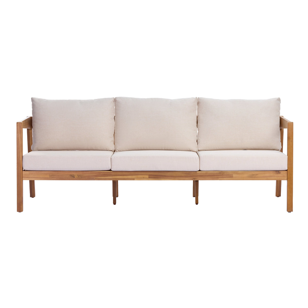4 Piece Acacia Wood Patio Furniture Set with Soft Cushions