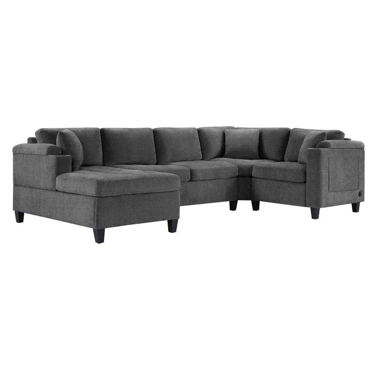 U Shaped Sectional Sofa, Corner Living Room Couch With Built In Cup Holders, Storage, USB Ports