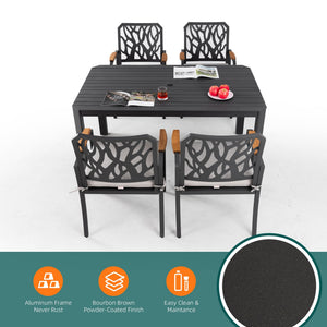 5PC Outdoor Patio Aluminum Dining Set with Cushions - Bourbon Brown