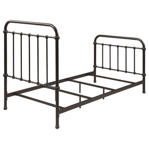 Twin Panel Bed With Ornate Design - Bronze