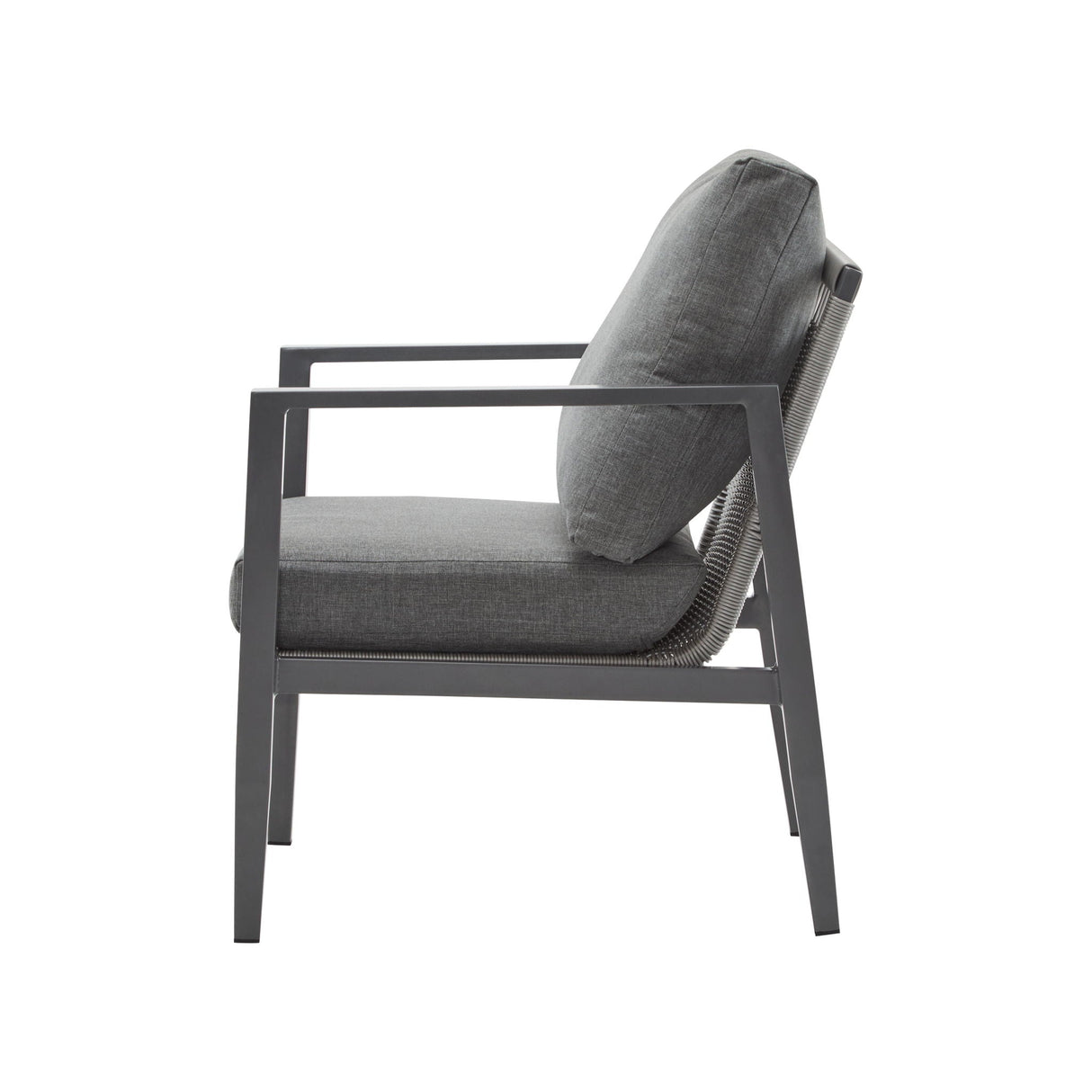 Modern Lounge Chair With Rope Accents And Cushions