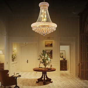 24-Inch Gold Crystal Chandelier, 12-Light French Empire Style Ceiling Light