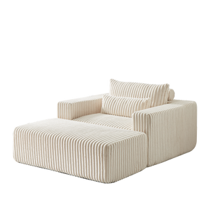 75-Inch Corduroy Sofa Lounge Chair with Removable Footrest