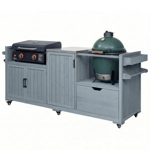 K&K 80.5' Outdoor Kitchen Island for Big Green Egg & Blackstone Griddle