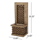 35.25' High Hand Crafted Weather Resistant Floor Fountain with Light Light Brown