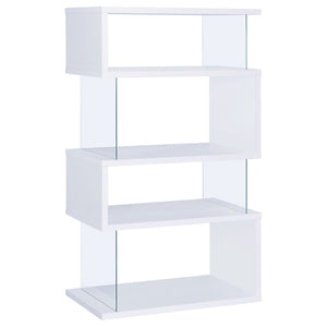 Emelle 63-inch 4-shelf Glass Panel Bookshelf White