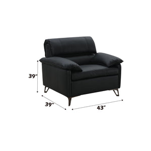 Eilene - Top Grain Leather Chair - Black